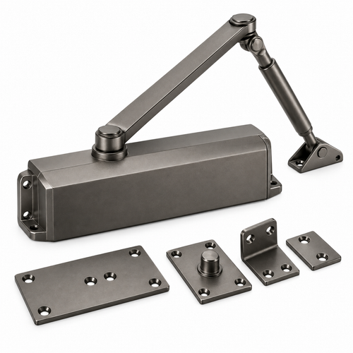 Compact Graphite Mechanical Door Closer Kit