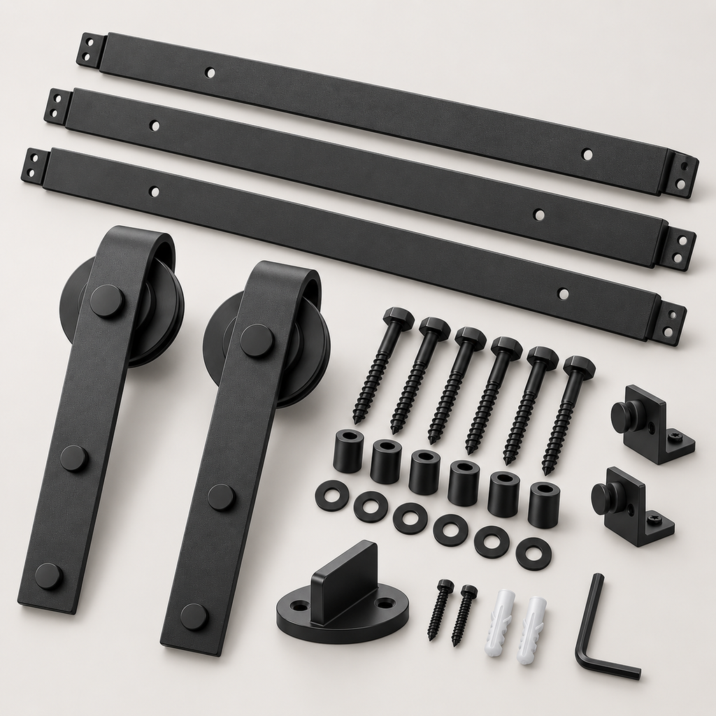 Three-Section Rail Barn Door Hardware Kit