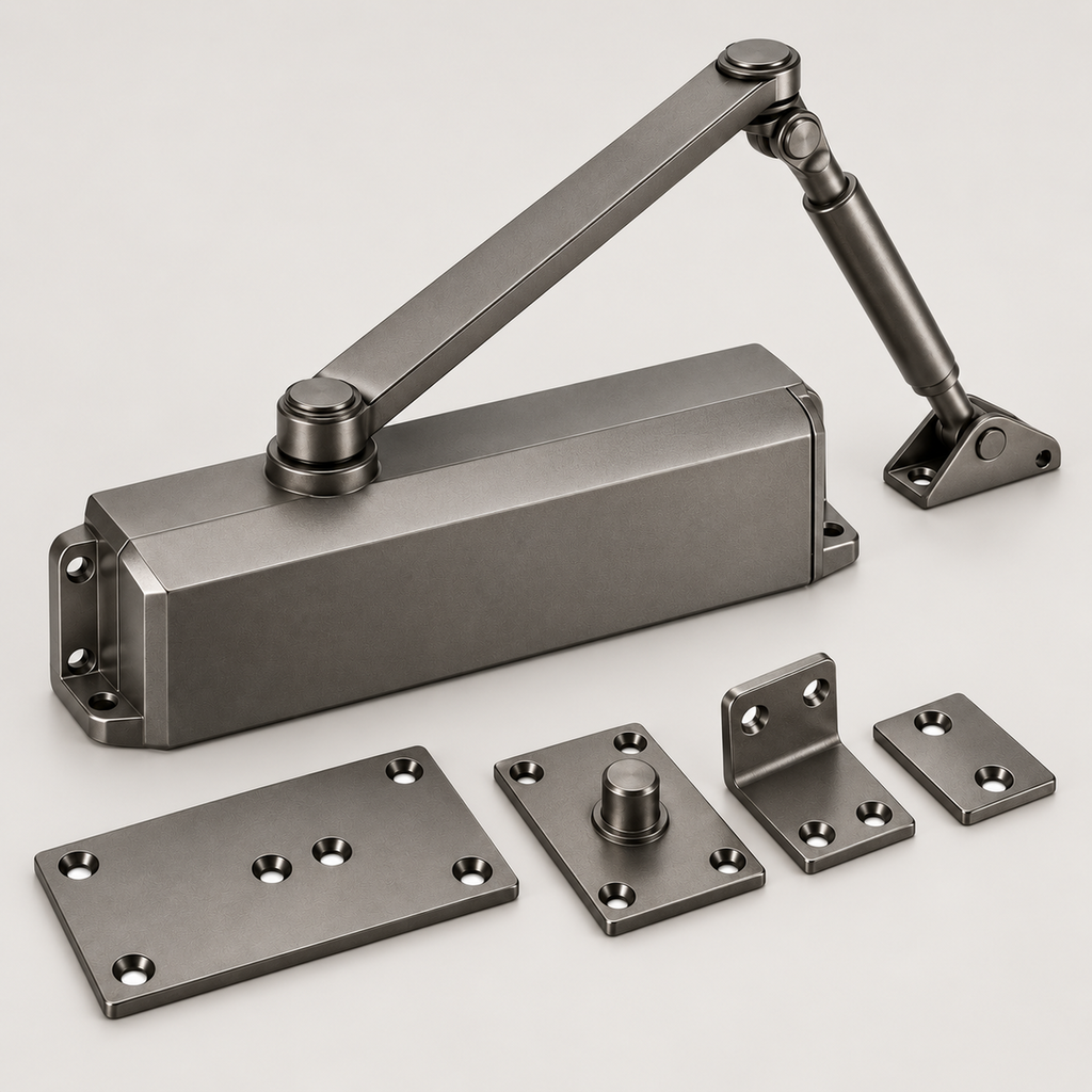 Compact Graphite Mechanical Door Closer Kit