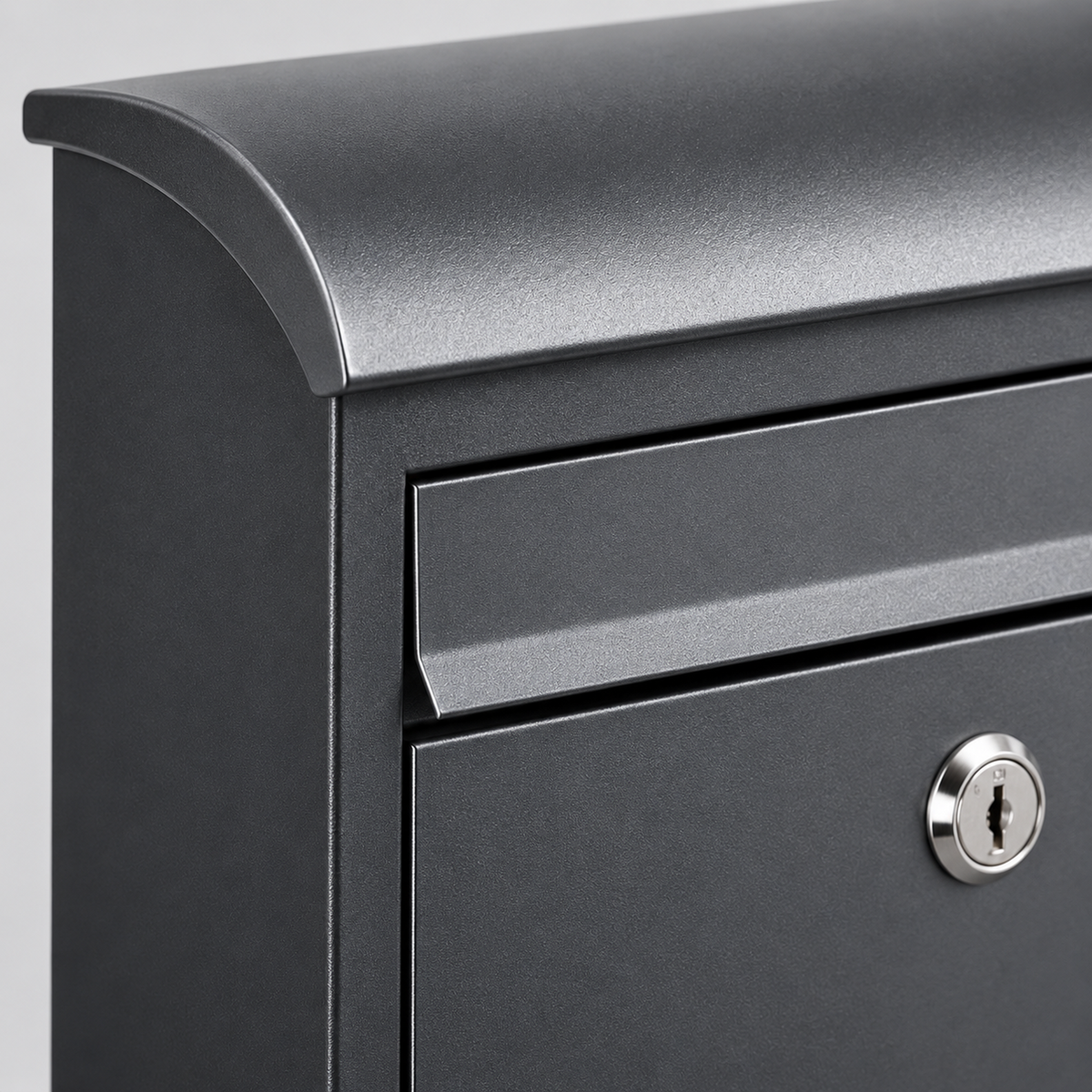 Curved-Lip Locking Wall Mailbox in Satin Charcoal