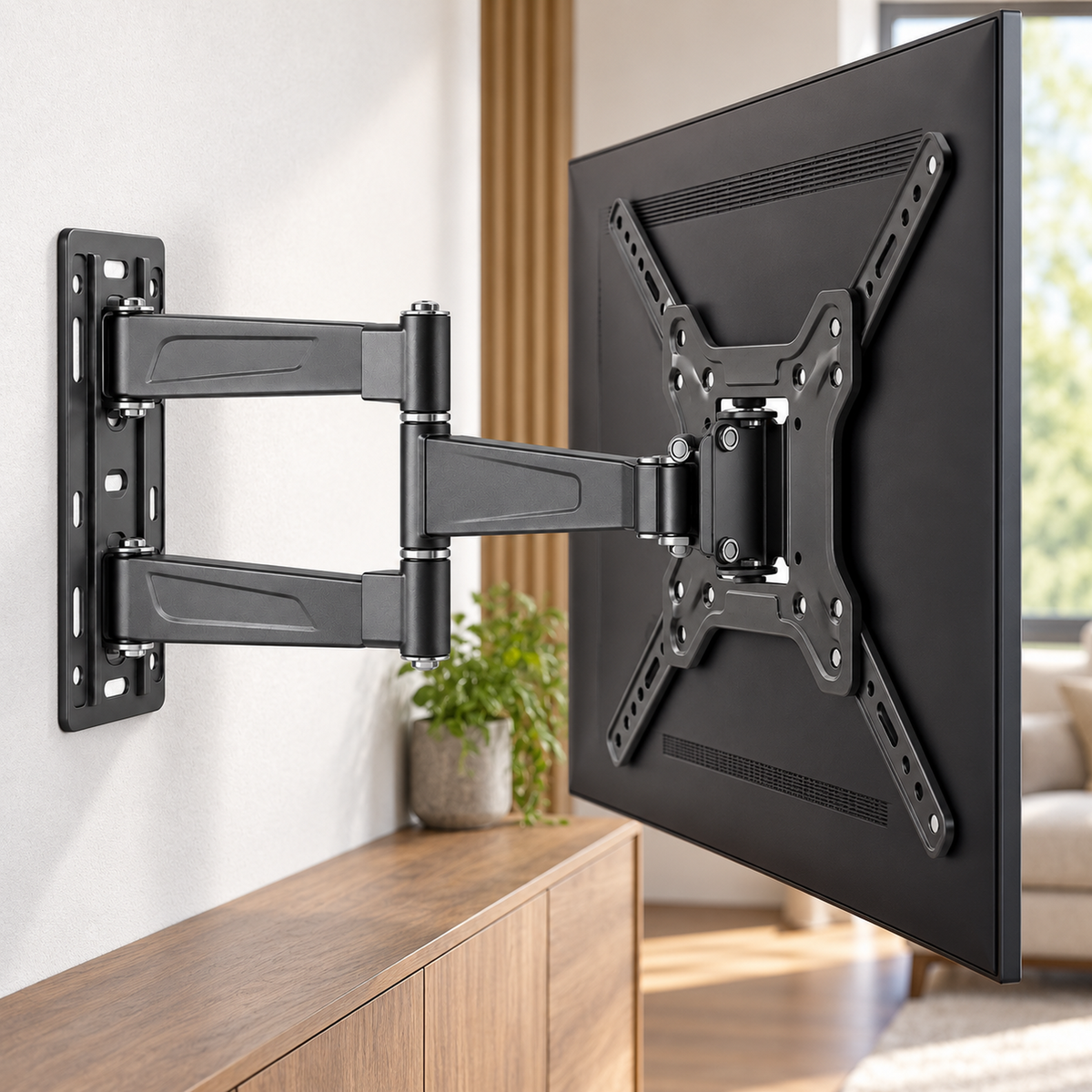 Compact Dual-Arm Full-Motion TV Wall Mount