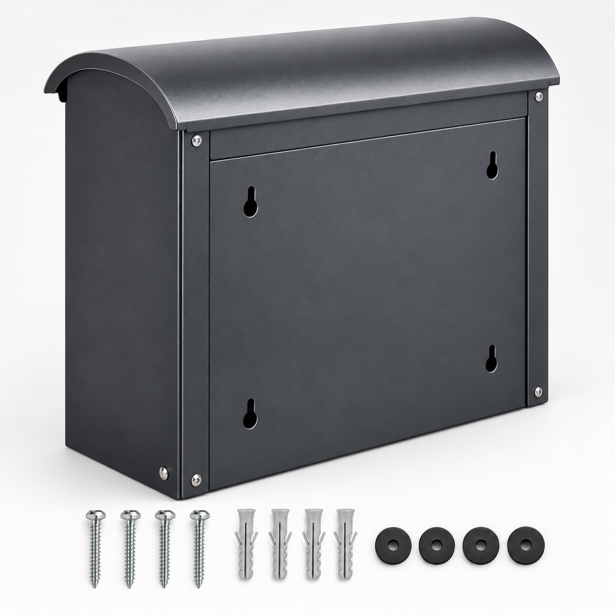 Curved-Lip Locking Wall Mailbox in Satin Charcoal