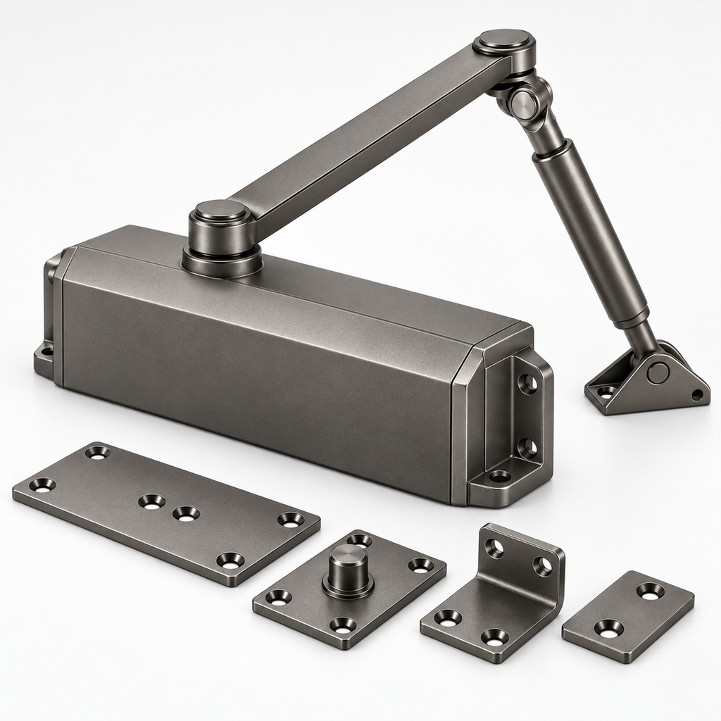 Compact Graphite Mechanical Door Closer Kit