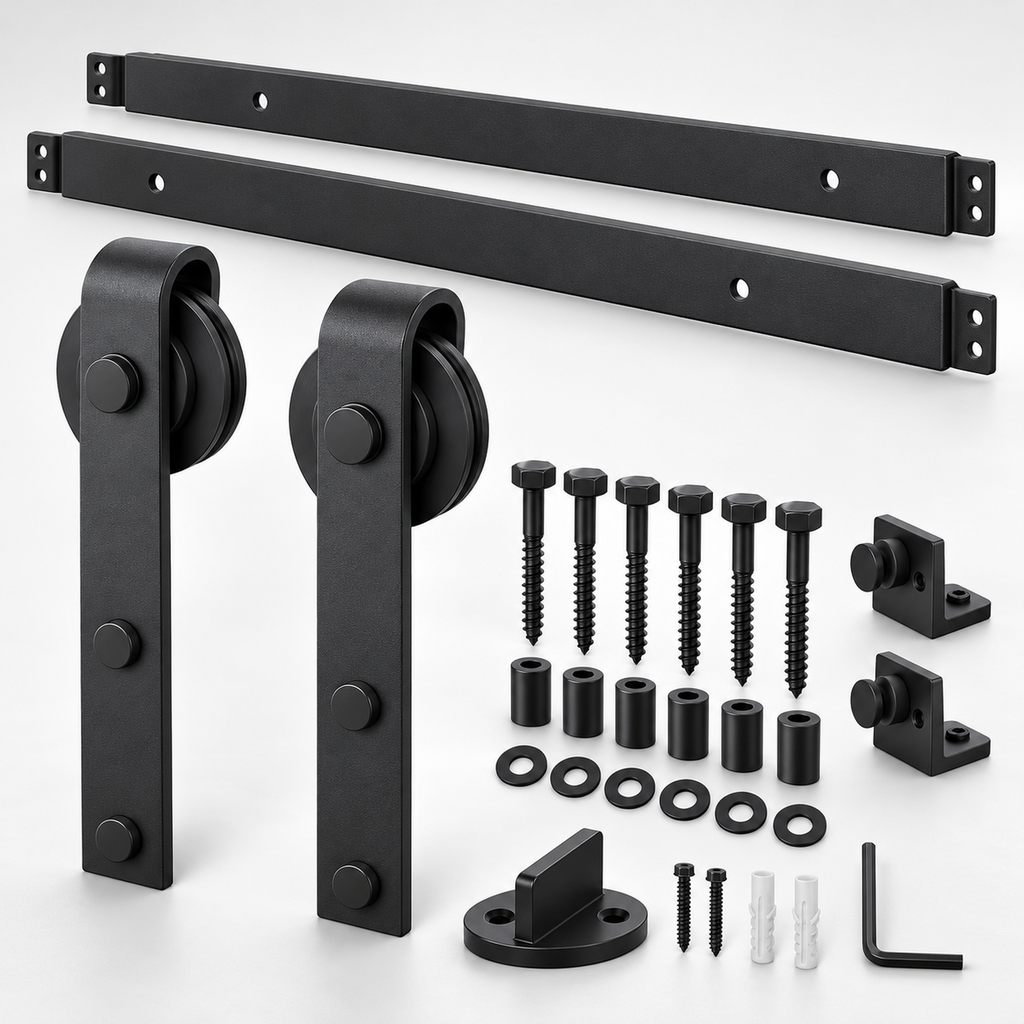 Three-Section Rail Barn Door Hardware Kit