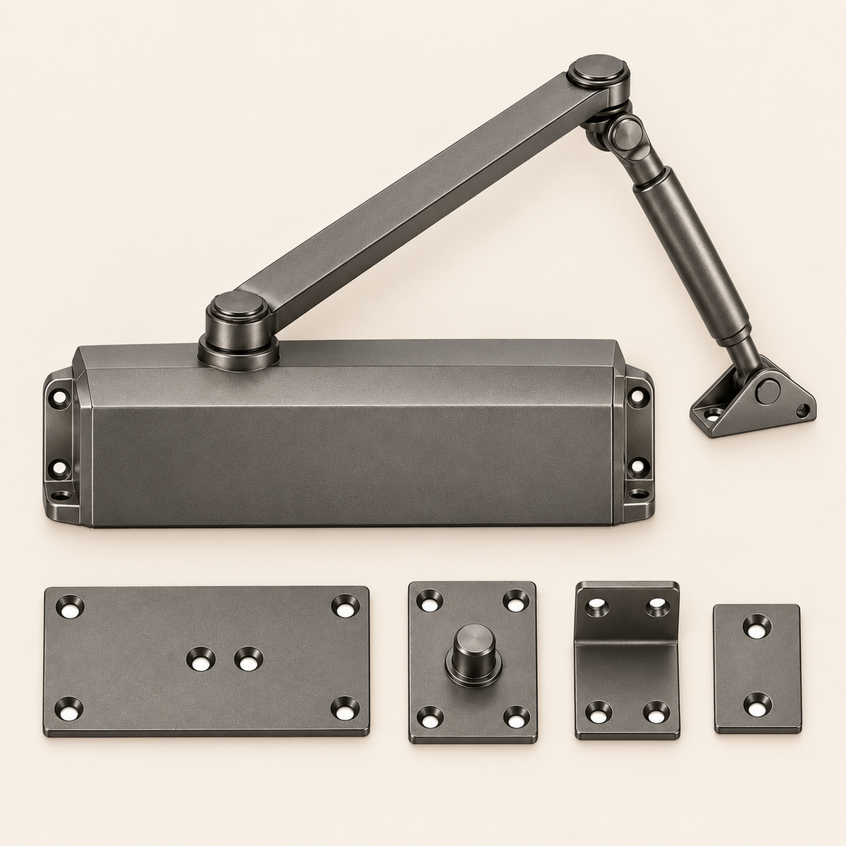 Compact Graphite Mechanical Door Closer Kit