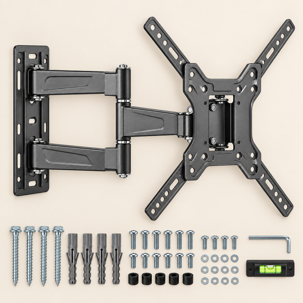 Compact Dual-Arm Full-Motion TV Wall Mount