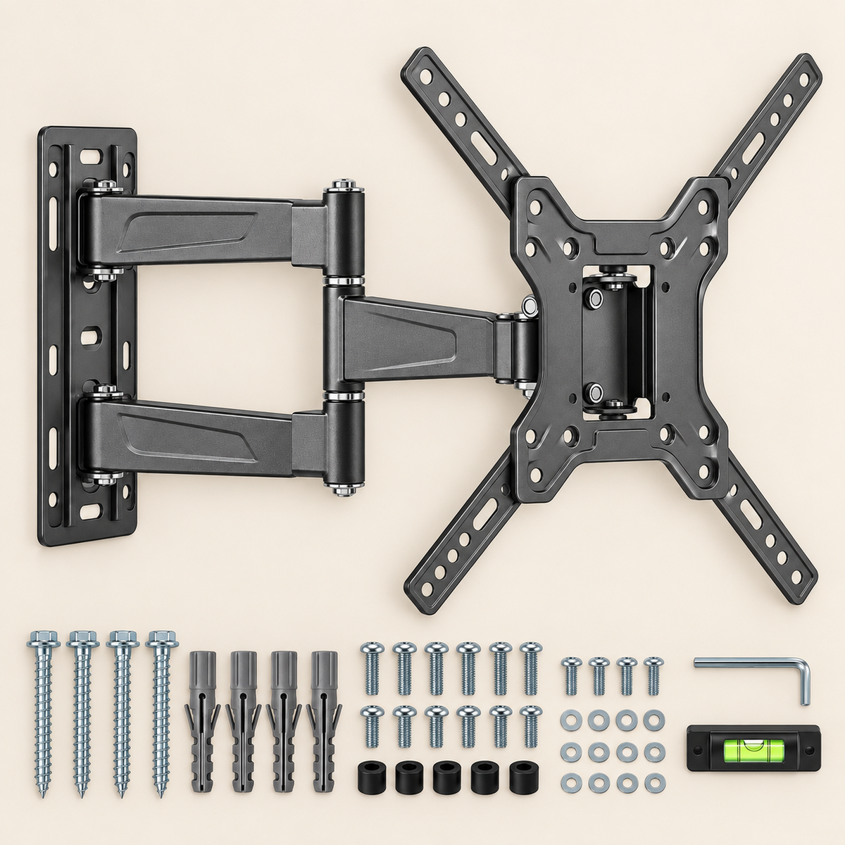 Compact Dual-Arm Full-Motion TV Wall Mount