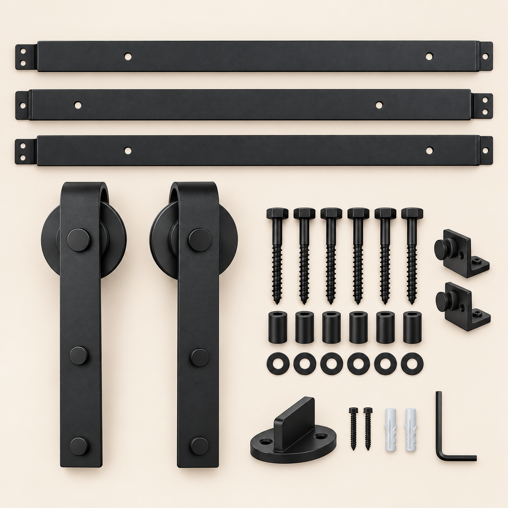 Three-Section Rail Barn Door Hardware Kit