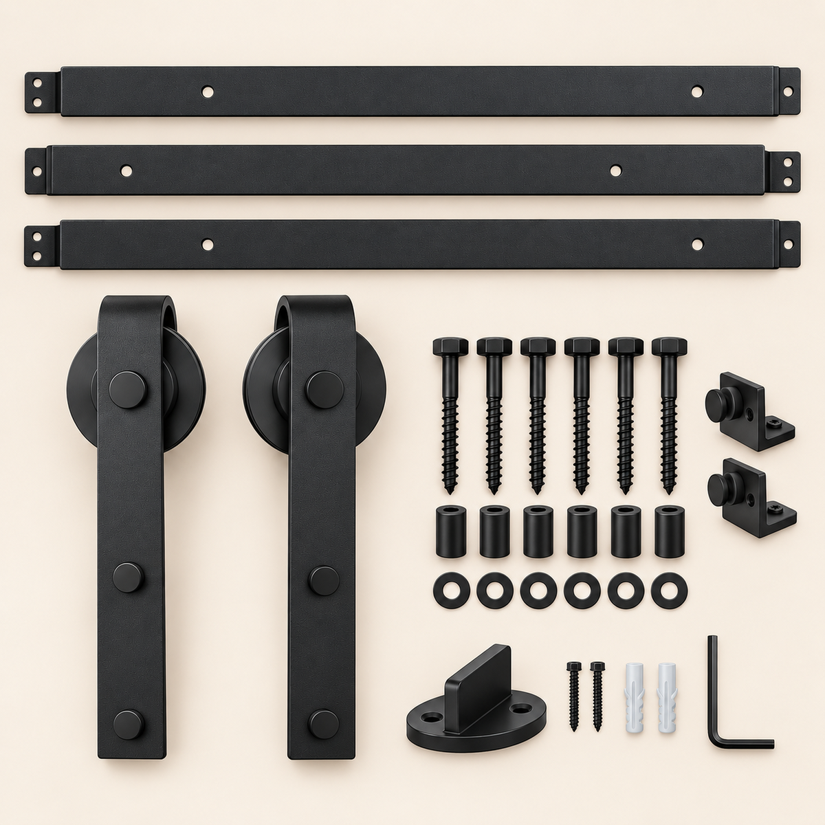 Three-Section Rail Barn Door Hardware Kit